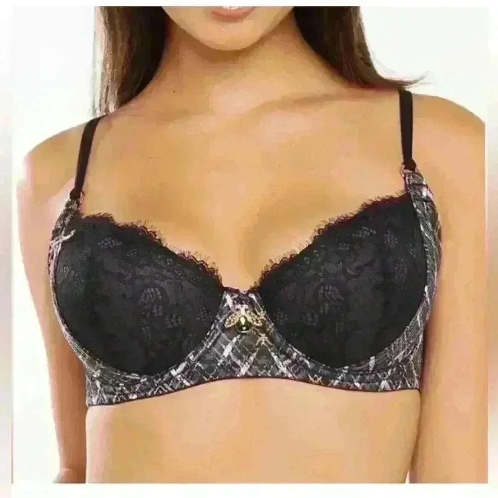 Savage x Fenty A Little Tart Padded Balconette Thats Hell A Plaid Size 34B NWT